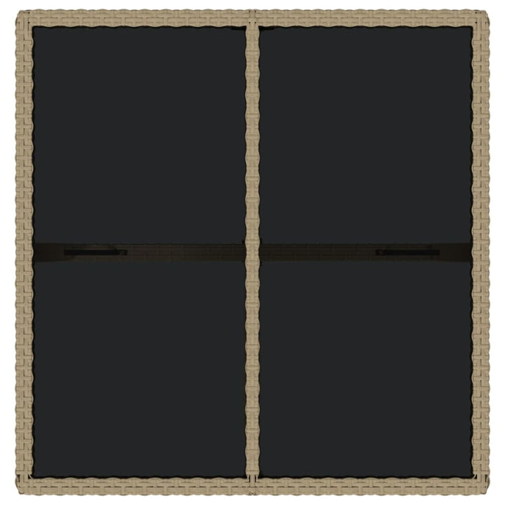 havebord 109x107x74 cm polyrattan og glas beige
