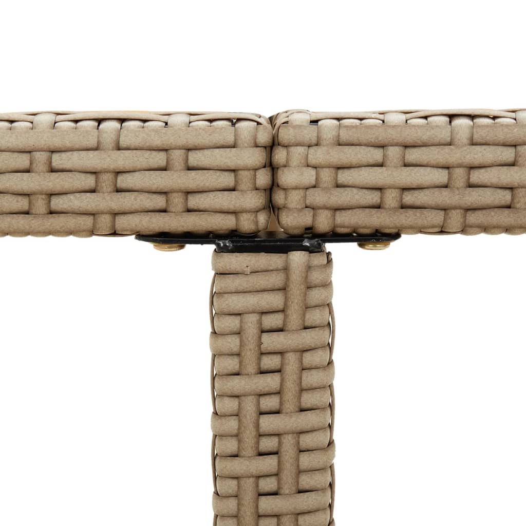 havebord 109x107x74 cm polyrattan og glas beige