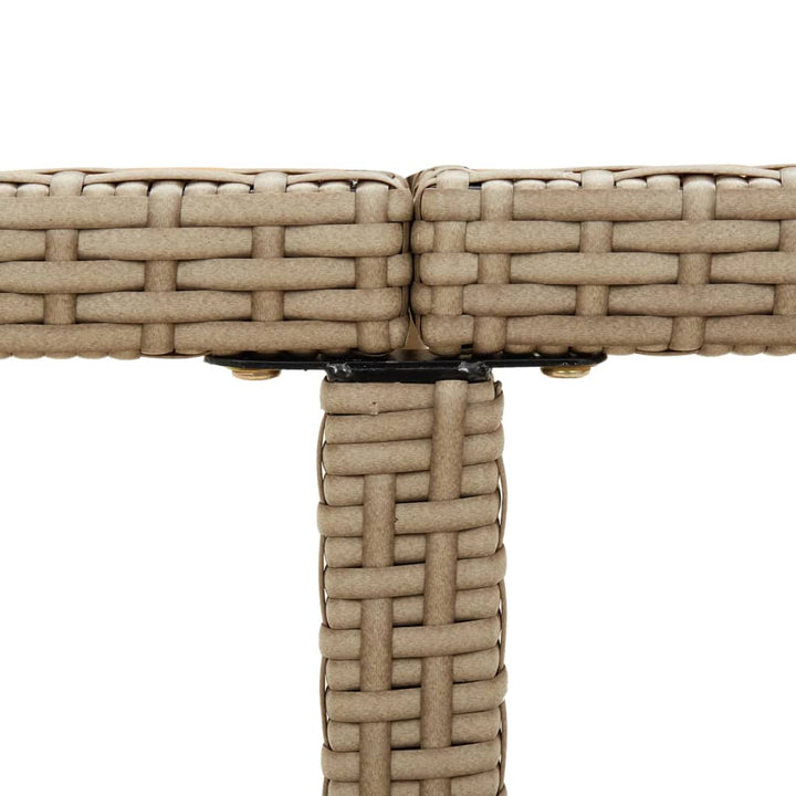 havebord 109x107x74 cm polyrattan og glas beige