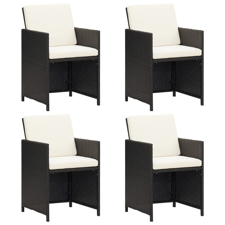 havestole med hynder 4 stk. polyrattan sort