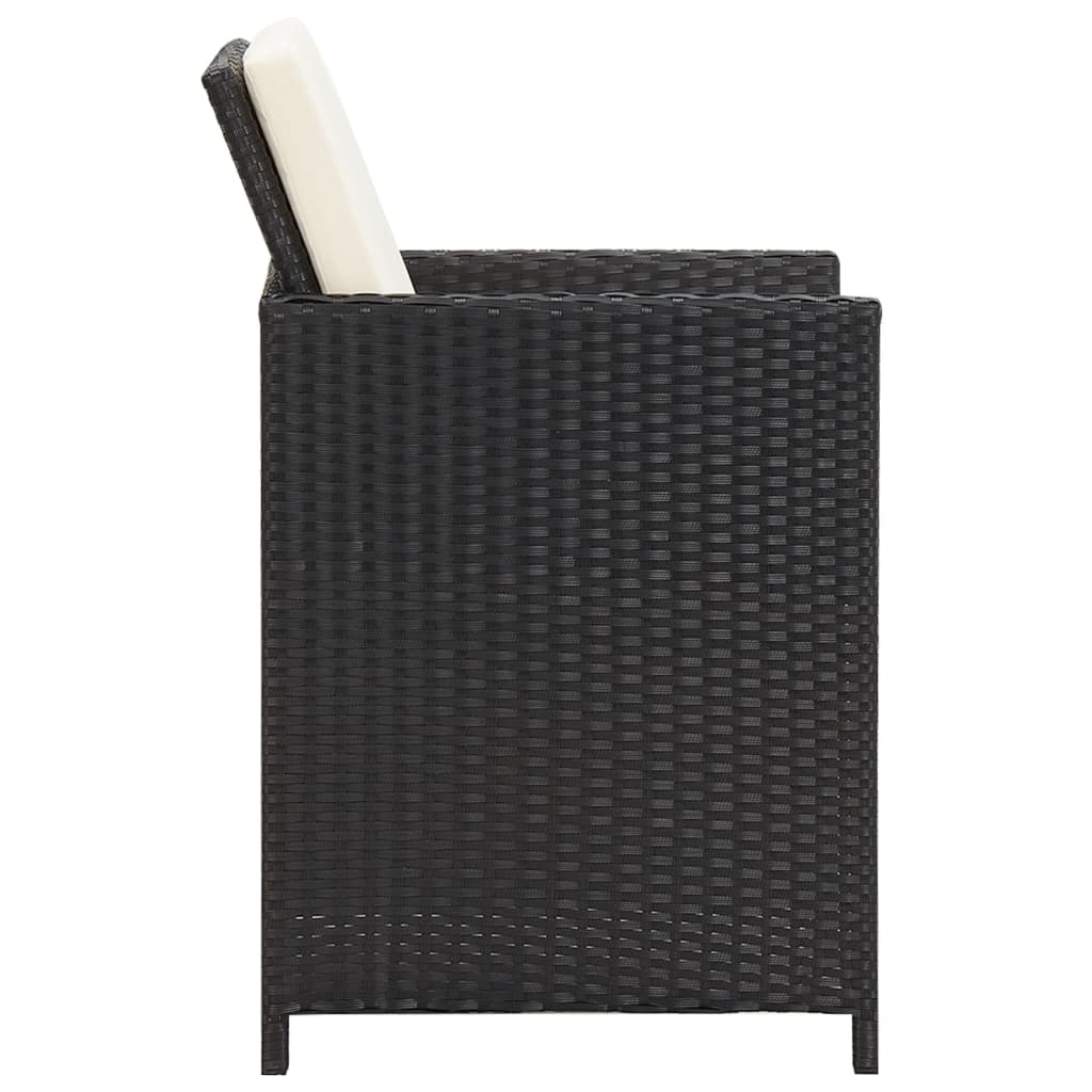 havestole med hynder 4 stk. polyrattan sort
