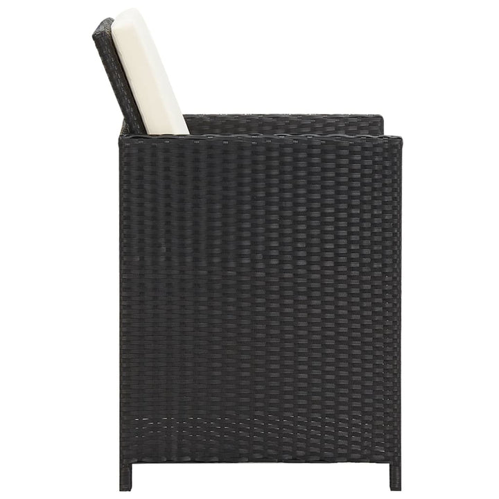 havestole med hynder 4 stk. polyrattan sort