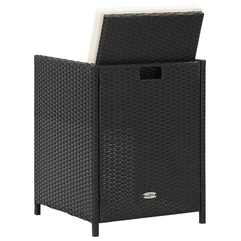 havestole med hynder 4 stk. polyrattan sort