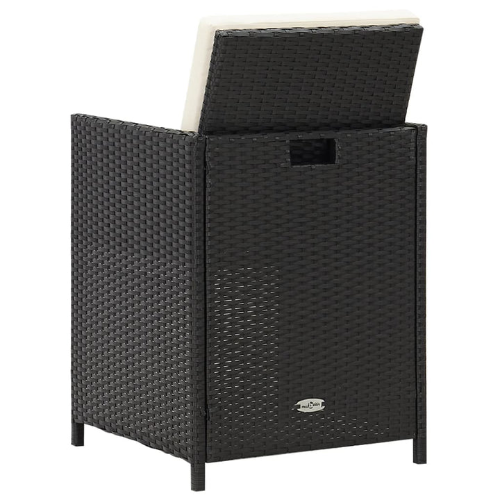 havestole med hynder 4 stk. polyrattan sort
