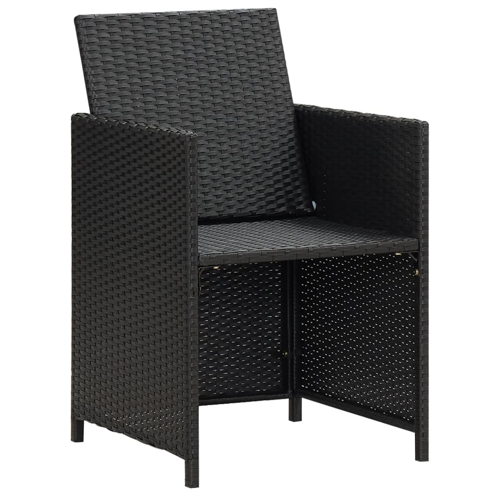 havestole med hynder 4 stk. polyrattan sort