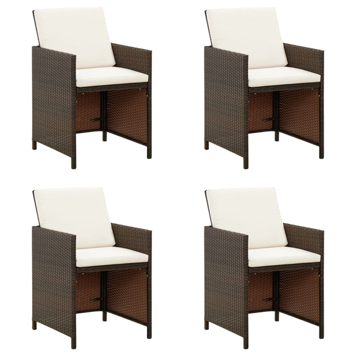 havestole med hynder 4 stk. polyrattan brun