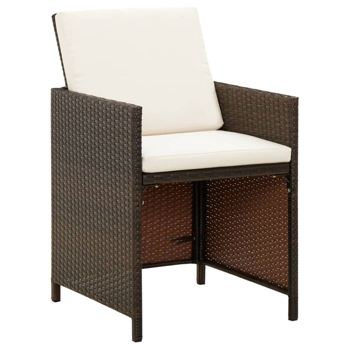havestole med hynder 4 stk. polyrattan brun