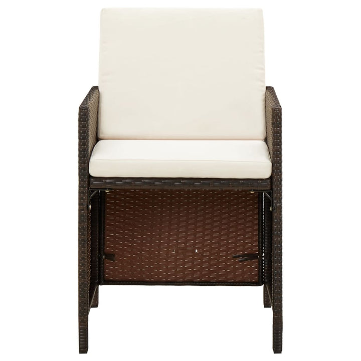 havestole med hynder 4 stk. polyrattan brun