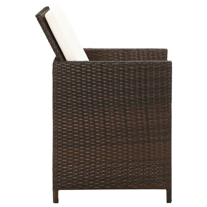 havestole med hynder 4 stk. polyrattan brun