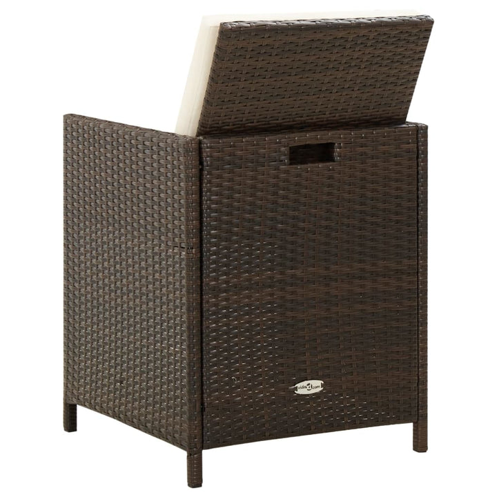 havestole med hynder 4 stk. polyrattan brun