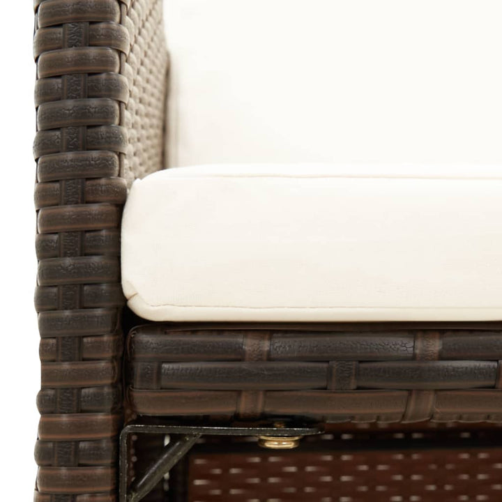 havestole med hynder 4 stk. polyrattan brun