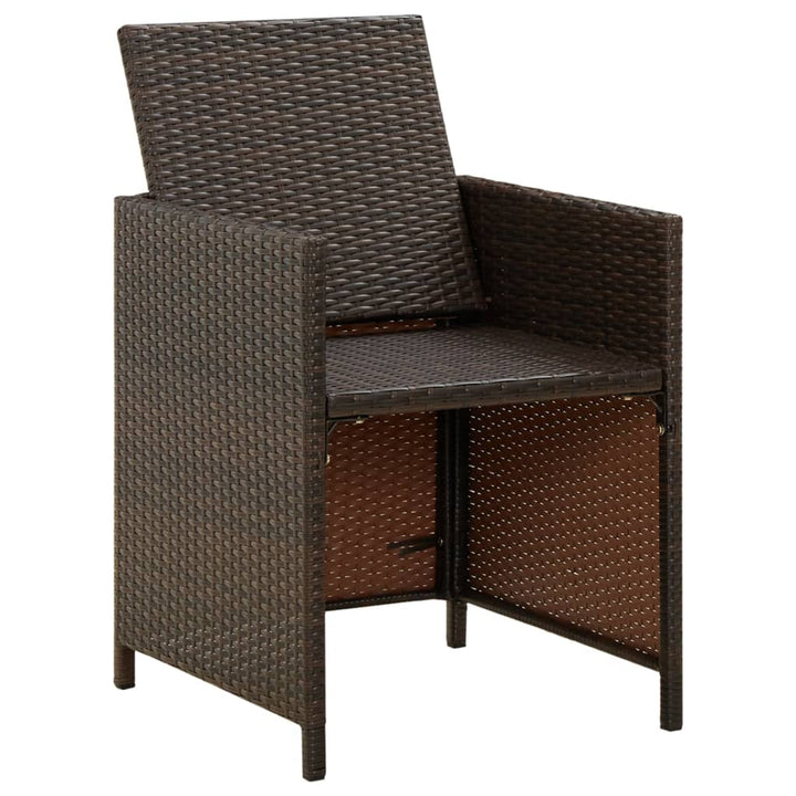 havestole med hynder 4 stk. polyrattan brun