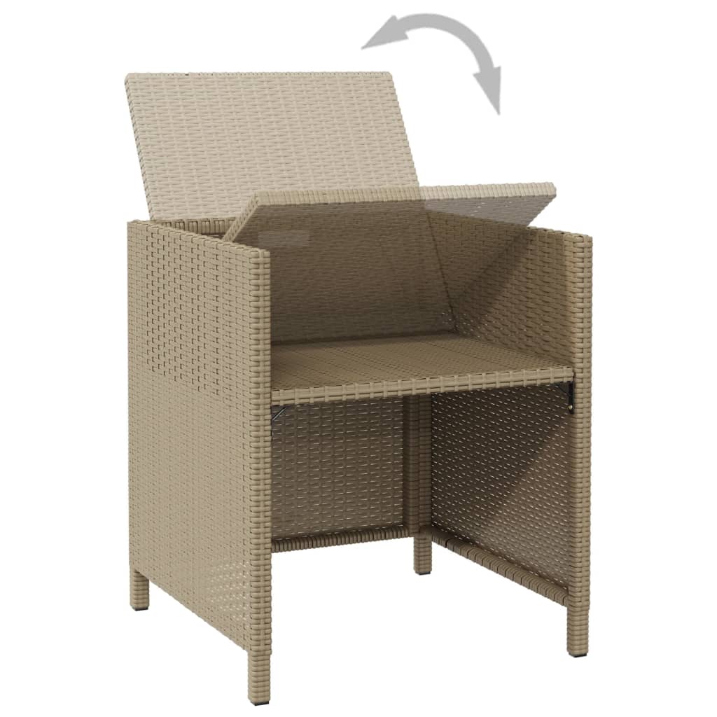 havestole 4 stk. med hynder polyrattan beige