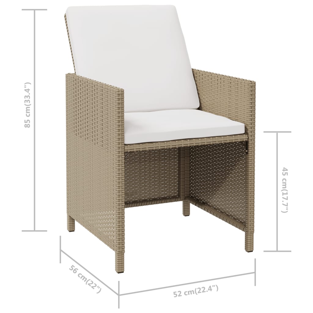 havestole 4 stk. med hynder polyrattan beige