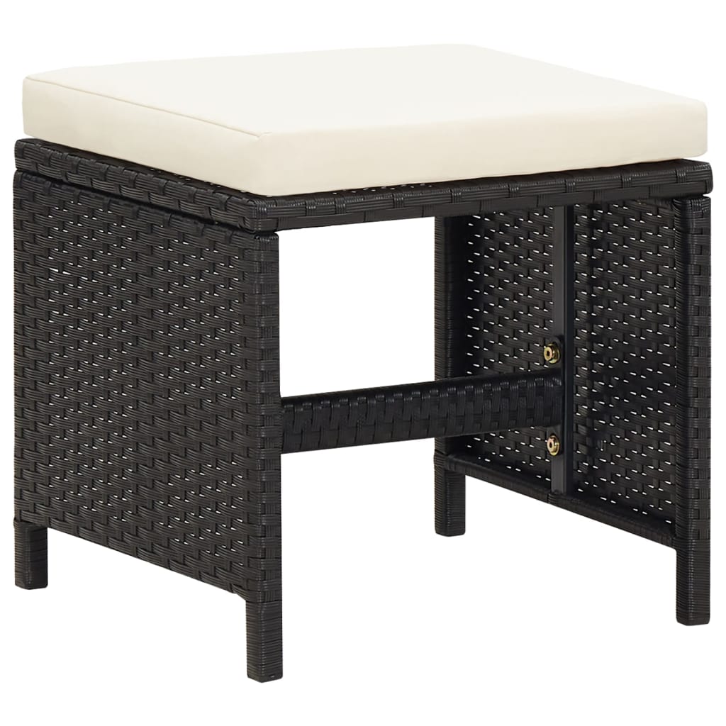 haveskamler 4 stk. med hynder polyrattan sort