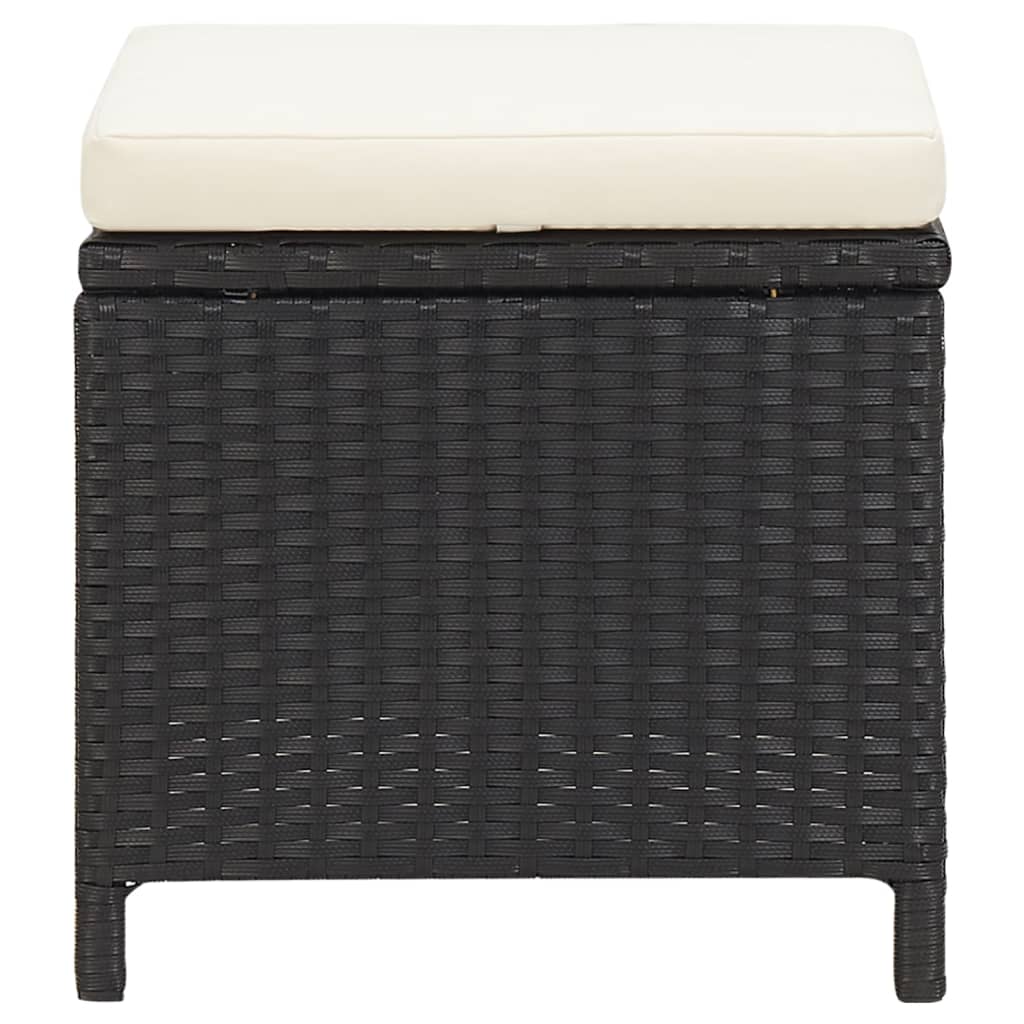 haveskamler 4 stk. med hynder polyrattan sort