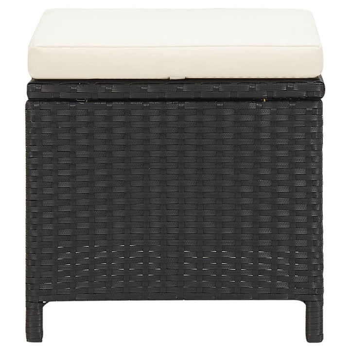 haveskamler 4 stk. med hynder polyrattan sort