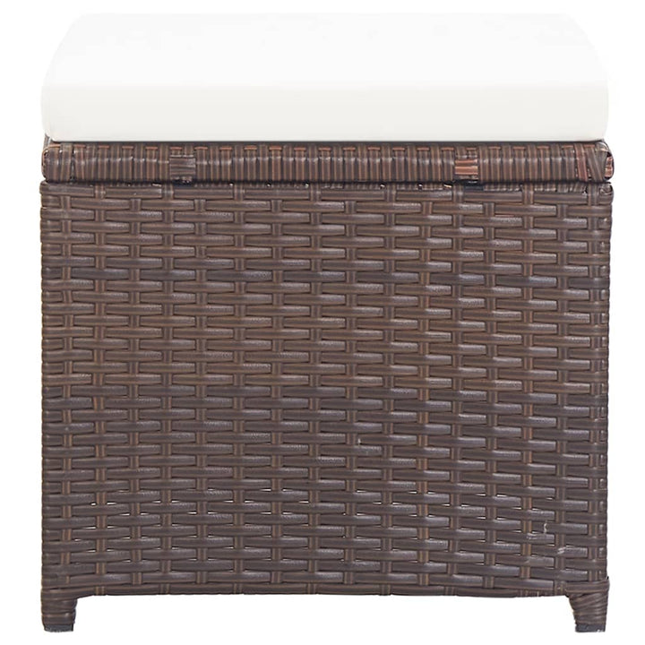 haveskamler 4 stk. med hynder polyrattan brun