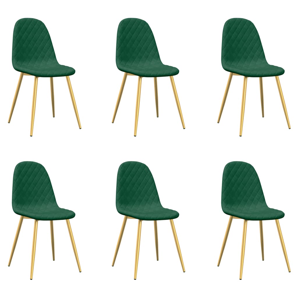 spisebordsstole 6 stk. velour mørkegrøn