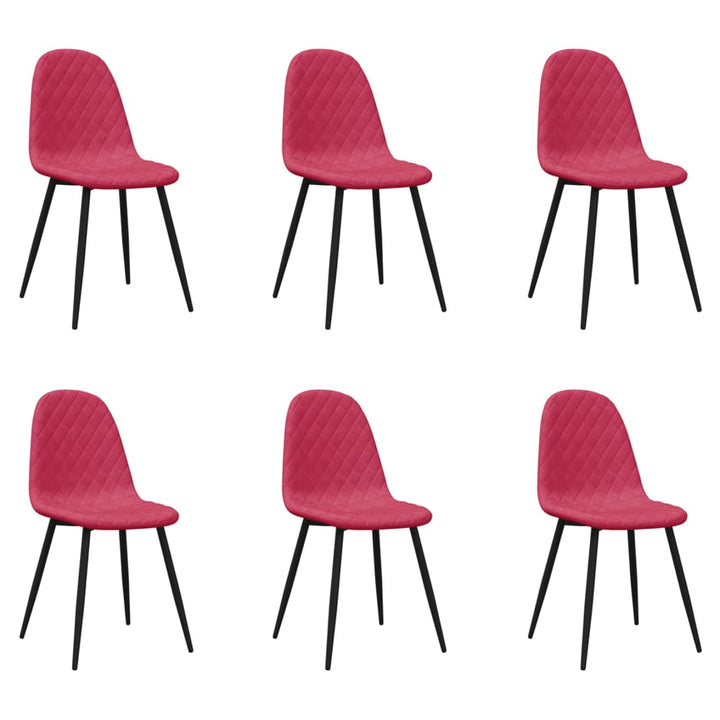 spisebordsstole 6 stk. velour vinrød