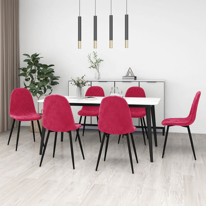 spisebordsstole 6 stk. velour vinrød