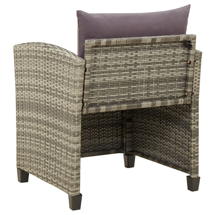 havestol med hynder polyrattan grå