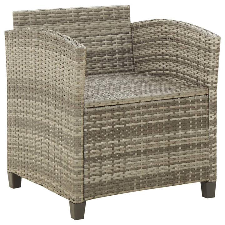 havestol med hynder polyrattan grå