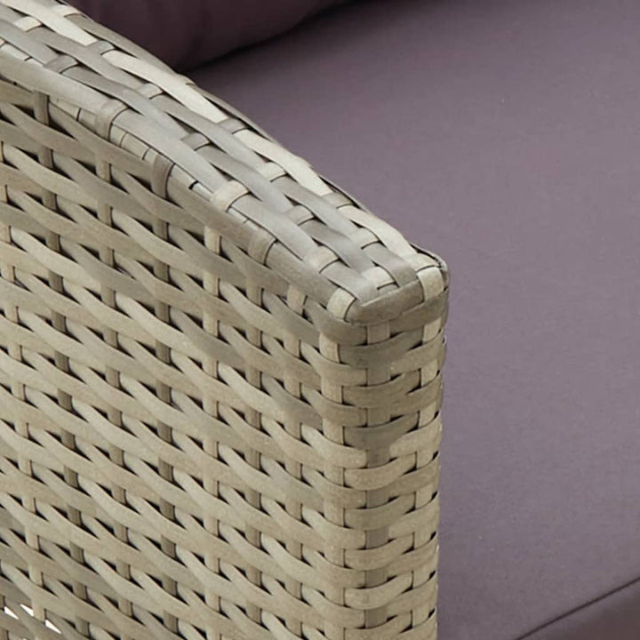 havestol med hynder polyrattan grå
