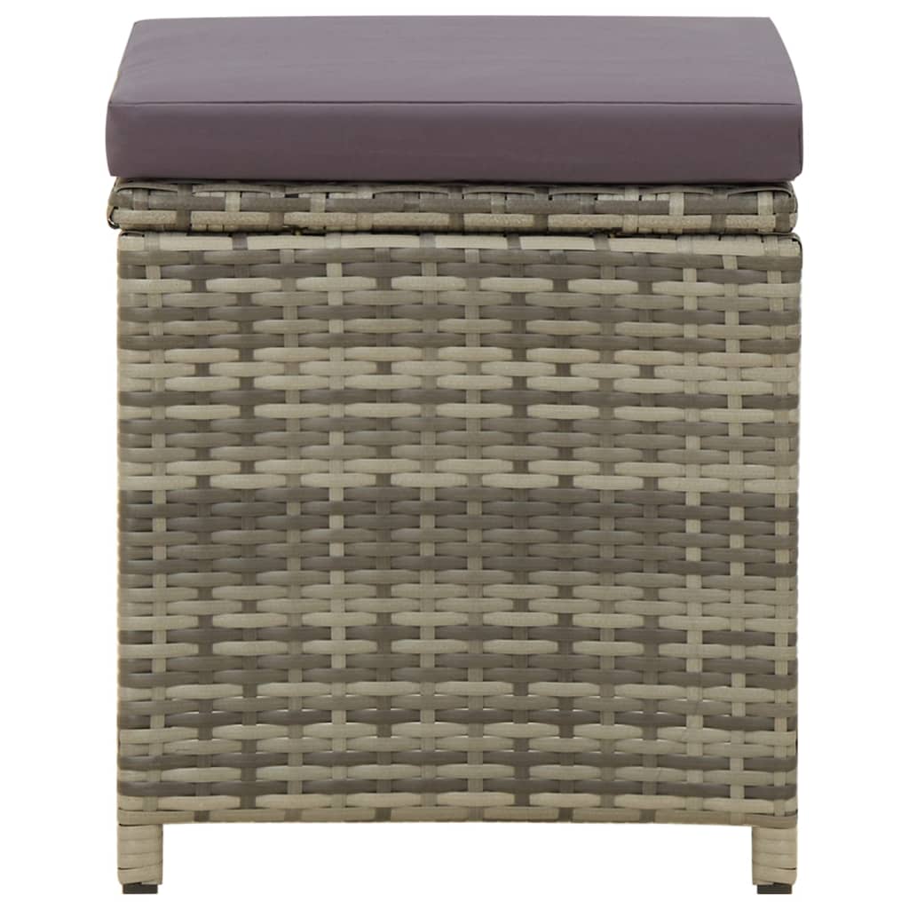 haveskamler 4 stk. med hynder polyrattan grå