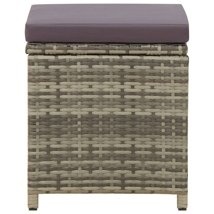 haveskamler 4 stk. med hynder polyrattan grå