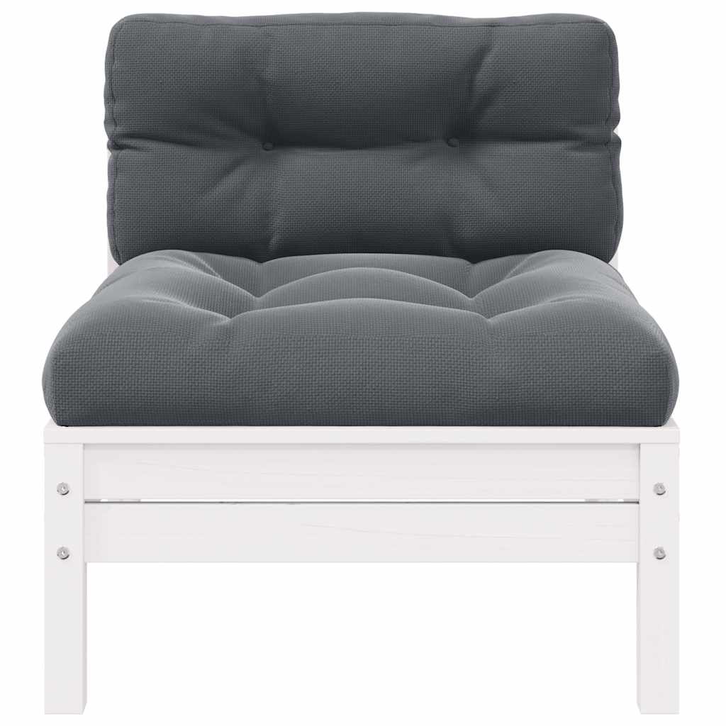 2-personers havesofa med hynder massivt fyrretræ hvid