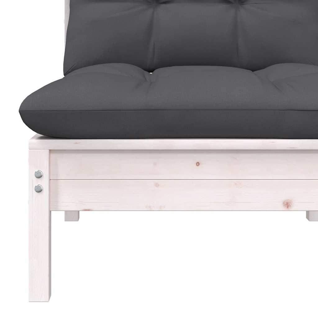 2-personers havesofa med hynder massivt fyrretræ hvid