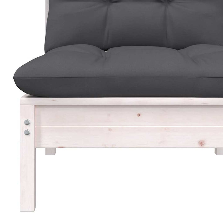 2-personers havesofa med hynder massivt fyrretræ hvid