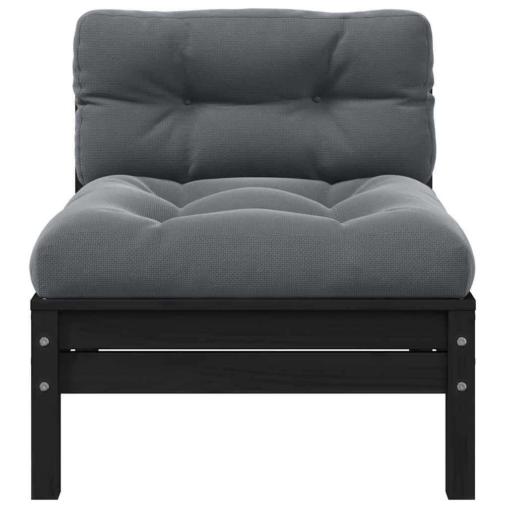 2-personers havesofa med hynder massivt fyrretræ sort