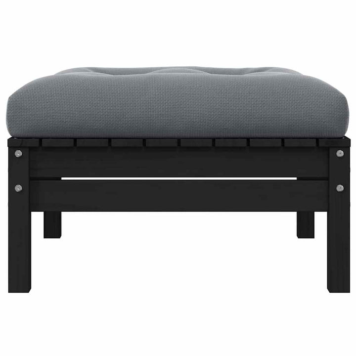 2-personers havesofa med hynder massivt fyrretræ sort