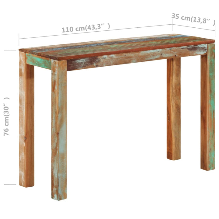 konsolbord 110x35x76 cm massivt genbrugstræ