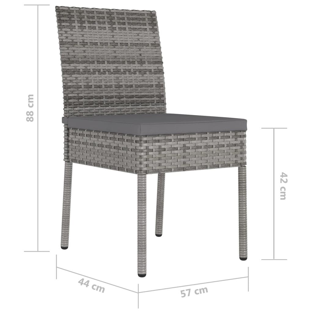 havestole 4 stk. polyrattan grå