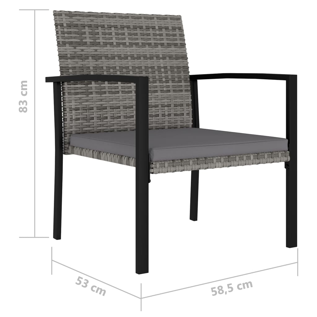 havestole 2 stk. polyrattan grå