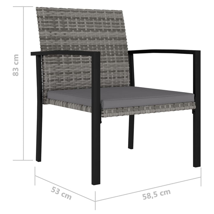 havestole 4 stk. polyrattan grå