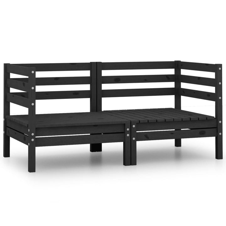 2-personers havesofa massivt fyrretræ sort