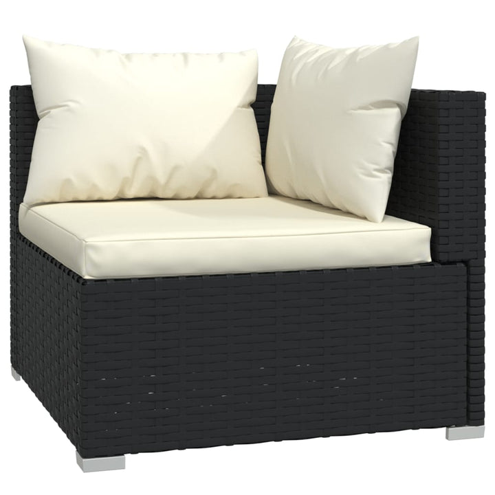 loungesæt til haven 3 dele med hynder polyrattan sort