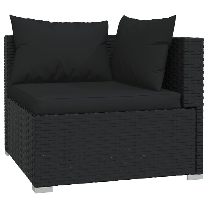 loungesæt til haven 3 dele med hynder polyrattan sort