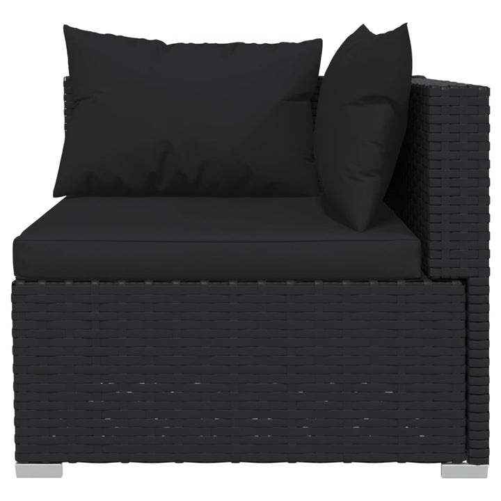 loungesæt til haven 3 dele med hynder polyrattan sort