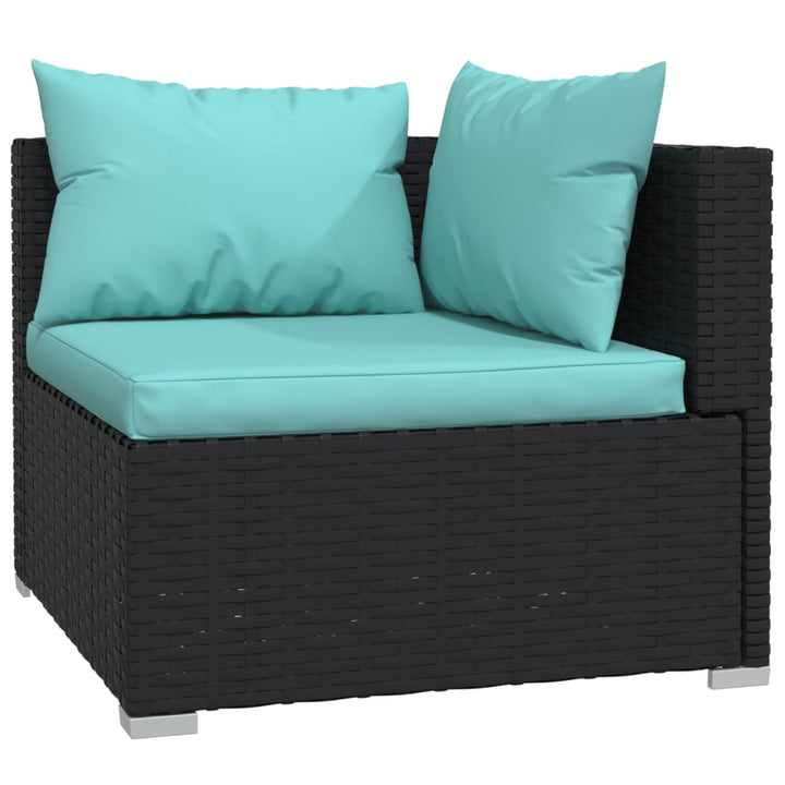 loungesæt til haven 3 dele med hynder polyrattan sort