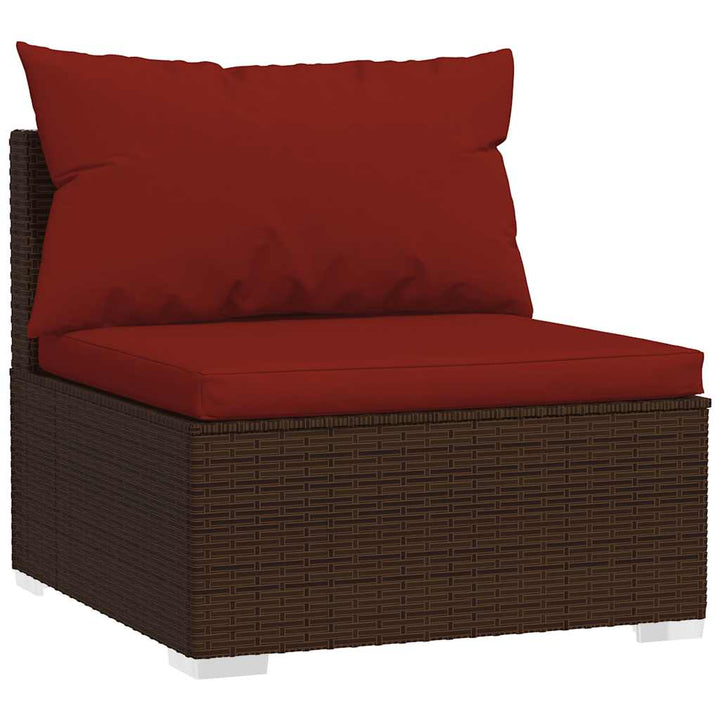 midtermodul til havesofa med hynder polyrattan brun