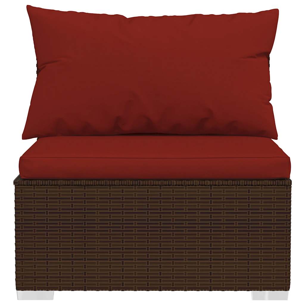 midtermodul til havesofa med hynder polyrattan brun