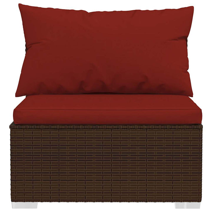 midtermodul til havesofa med hynder polyrattan brun