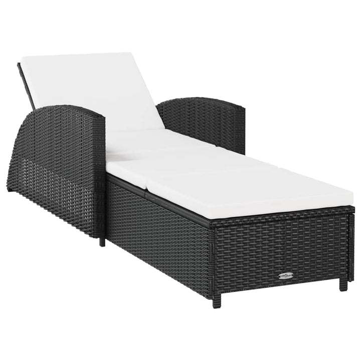 liggestol med cremefarvet hynde polyrattan sort