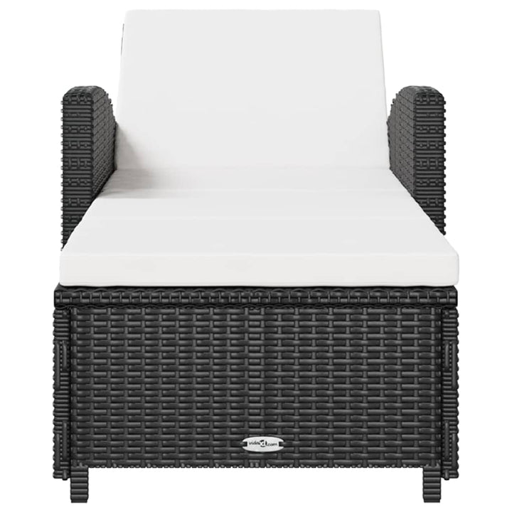 liggestol med cremefarvet hynde polyrattan sort