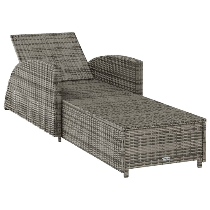 liggestol med mørkegrå hynde polyrattan grå